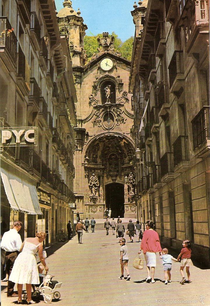 Postales: POSTAL, SAN SEBASTIAN, IGLESIA MATRIZ DE SANTA MAR&Iacute;A, SIN CIRCULAR