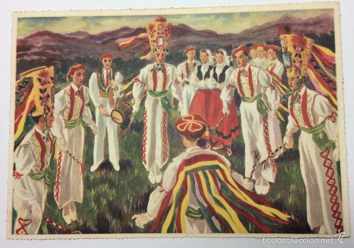 Postcards: POSTAL ILUSTRADA LA DANZA DE LOS VOLANTES. PAIS VASCO.