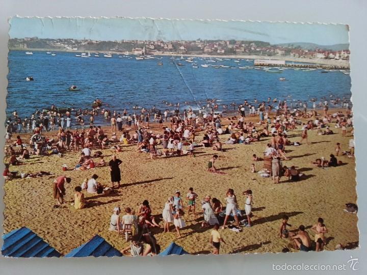 Postais: ANTIGUA FOTO POSTAL DENTADA DE VIZCAYA N&ordm; 2221 PLAYA LAS ARENAS ED. GARCIA GARABELLA A&Ntilde;OS 60 SELLO