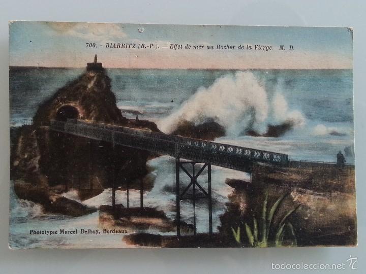 Cartes Postales: ANTIGUA POSTAL FOTOTIPIA MARCEL DELBOY DE BIARRITZ PAIS VASCO FRANCES - LA ROCA DE LA VIRGEN A&Ntilde;OS 20