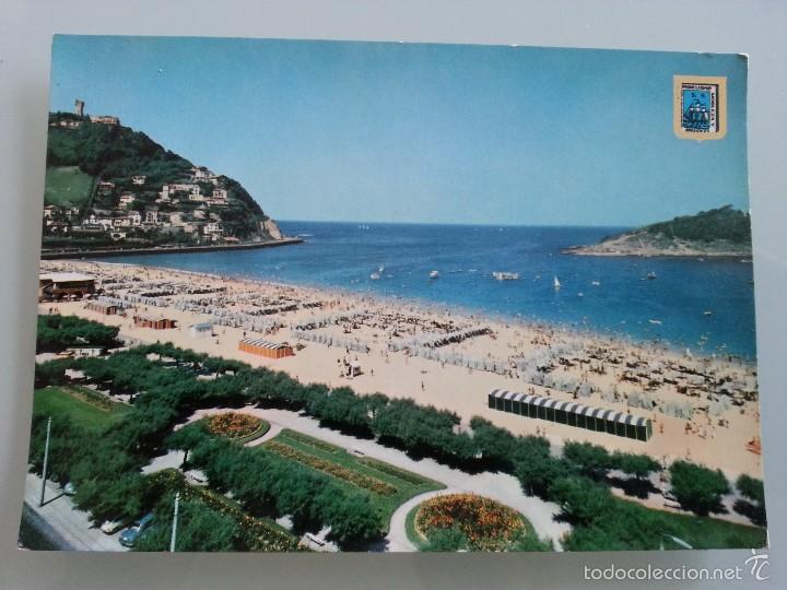 Cartes Postales: ANTIGUA POSTAL DE SAN SEBASTIAN N&ordm; 11 PLAYA DE ONDARRETA ESCUDO DE ORO EDICIONES FISA A&Ntilde;OS 60