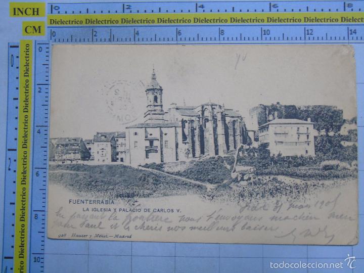Postcards: POSTAL DE GUIP&Uacute;ZCOA, FUENTERRABIA. SIGLO XIX. LA IGLESIA Y PALACIO CARLOS V. 928 HAUSER MENET. 1065