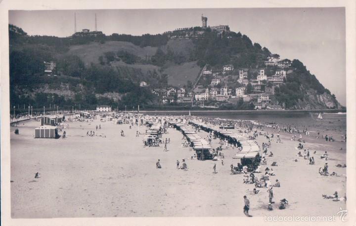 Postales: POSTAL FOTOGRAFICA 480 SAN SEBASTIAN. PLAYA DE ONDARRETA (Galarza). CIRCULADA
