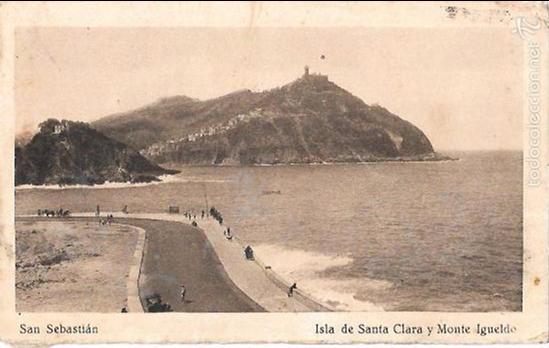Postcards: TARJETA POSTAL DE SAN SEBASTIAN. ISLA DE SANTA CLARA Y MONTE IGUELDO.