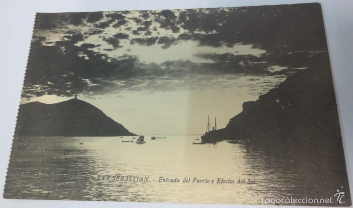 Postais: TARJETA POSTAL SAN SEBASTIAN ENTRADA DEL PUERTO Y EFECTOS DEL SOL
