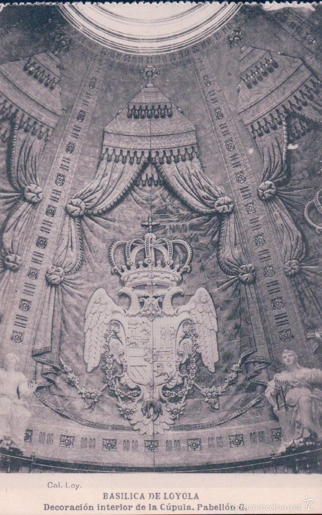Postales: COL. LOY. BASILICA DE LOYOLA. DECORACION INTERIOR DE LA CUPULA. FOTOTIPIA DE HAUSER Y MENET.