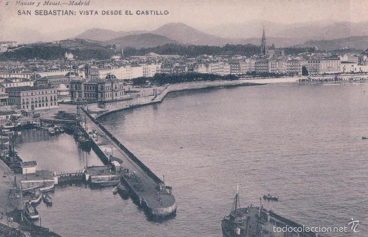 Postales: postal hauser y menet 2 - san sebastian - vista desde el castillo. circulada- ver reverso