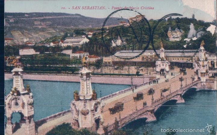 Cartoline: POSTAL 10 SAN SEBASTIAN.- PUENTE DE MARIA CRISTINA. CIRCULADA. ED. G.G.GALARZA
