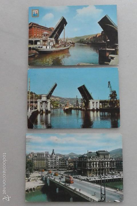Cartoline: LOTE 3 POSTALES PUENTES DE BILBAO A&Ntilde;OS 60