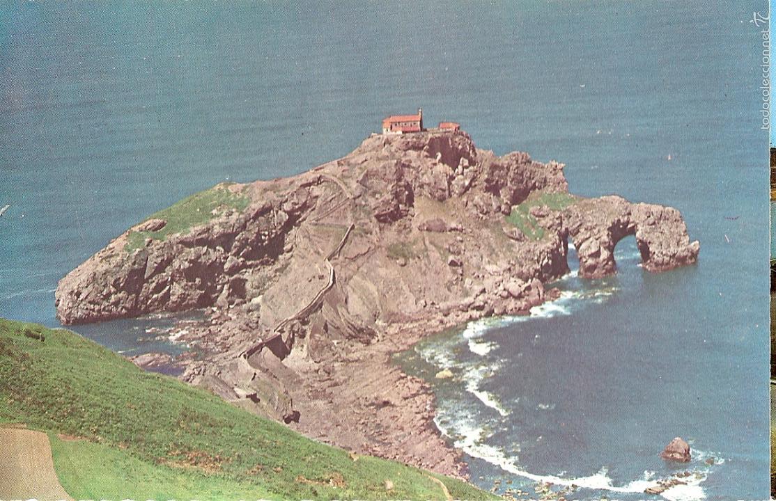 Postcards: POSTAL, SAN JUAN DE GAZTELUGATXE, VISTAS DE LA CORNISA CANT&Aacute;BRICA, SIN CIRCULAR