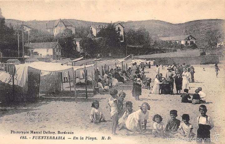 Postales: FUENTERRAB&Iacute;A (GUIPUZCOA).- EN LA PLAYA - Foto 1
