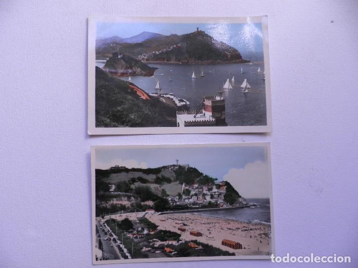Postkarten: SAN SEBASTIAN (2 POSTALES-FOTOS  coloreadas) a&ntilde;os 50