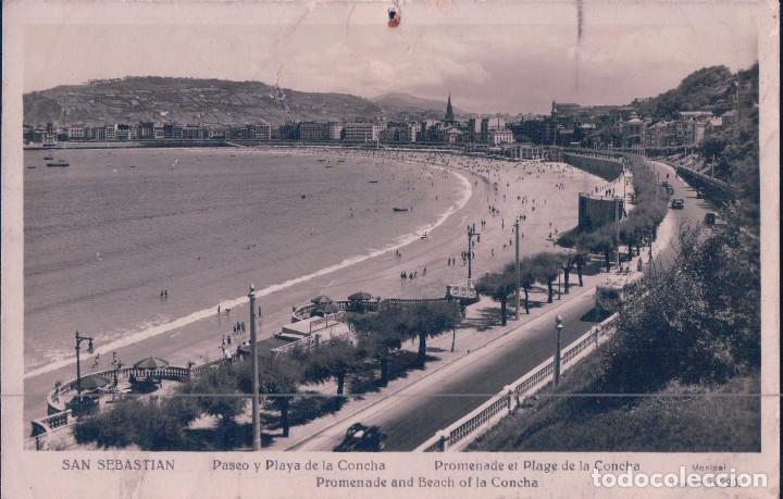 Postales: FOTO POSTAL, SAN SEBASTIAN, PASEO Y PLAYA DE LA CONCHA, MANIPEL 142205 . ESCRITA
