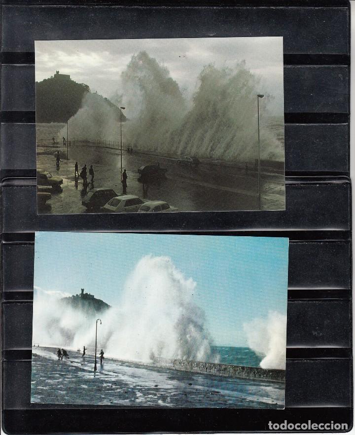 Cartoline: SAN SEBASTIAN. TEMPORAL. 2 POSTALES EN BLANCO-NEGRO Y EN COLOR