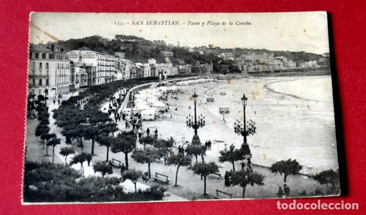 Cartes Postales: POSTAL DE SAN SEBASTIAN: PASEO Y PLAYA DE LA CONCHA