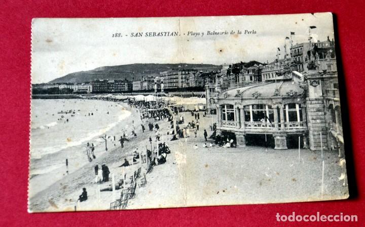 Postais: POSTAL DE SAN SEBASTIAN: PLAYA Y BALNEARIO LA PERLA