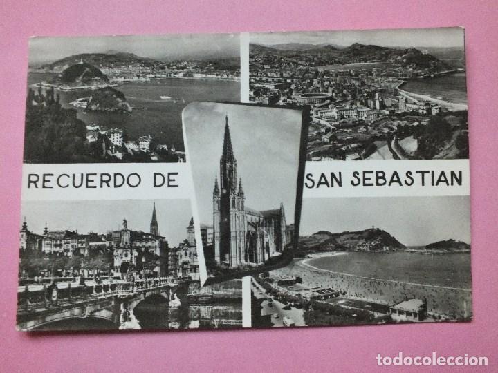 Postales: RECUERDO SAN SEBASTIAN TARJETA FOTOGR&Aacute;FICA BAHIA BALNEARIO PUENTE CATEDRAL 5 VISTAS SIN CIRCULADA