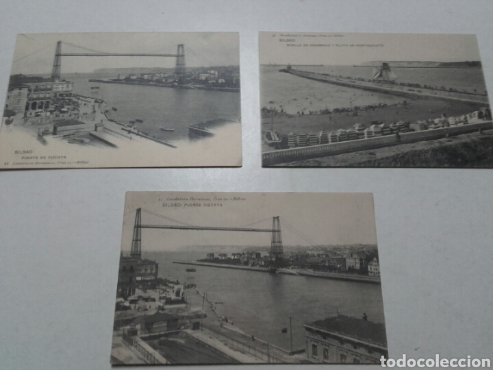 Cartoline: POSTAL LANDABURU HERMANAS. PUENTE VIZCAYA, MUELLE DE CHURRUCA, PUENTE VIZCAYA.