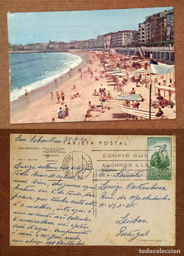 Cartes Postales: SAN SEBASTIAN - PLAYA DE LA CONCHA - SPAIN - Postcard with SPAIN stamp 1,50 PESETAS - 1960