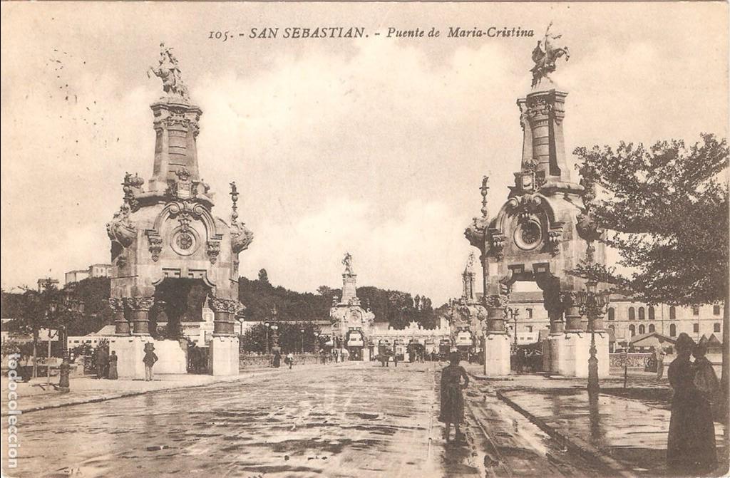 Postales: SAN SEBASTIAN PUENTE DE MAR&Iacute;A CRISTINA 1911
