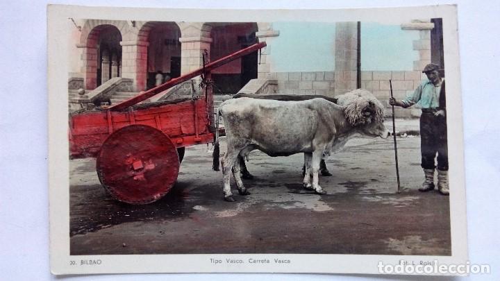 Postales: POSTAL TIPO VASCO - CARRETA VASCA, N&ordm; 20, FOTOGRAFO L. ROISIN, COLOREADA
