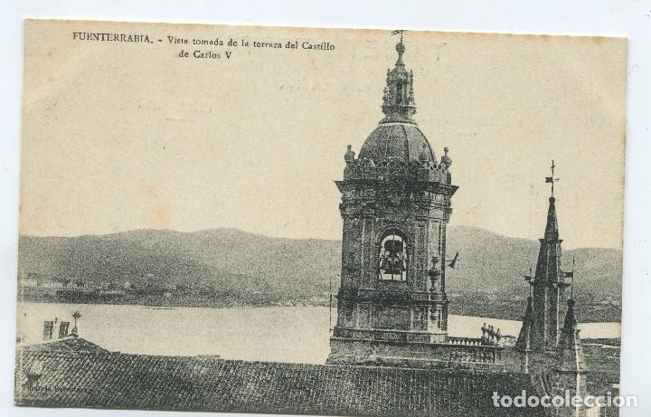 Postales: Fuenterrabia. Vista tomada de la terraza del castillo de Carlos V. Uni&oacute;n Postal Universal - Foto 1