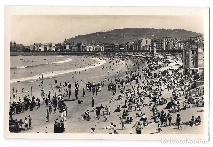 Cartoline: San Sebastian playa foto postal de epoca sin usar