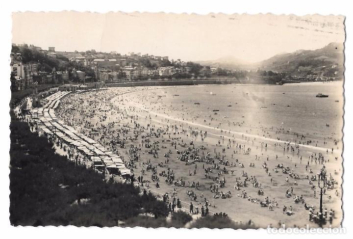 Cartoline: San Sebastian playa de la Concha foto postal de epoca escrita 1957