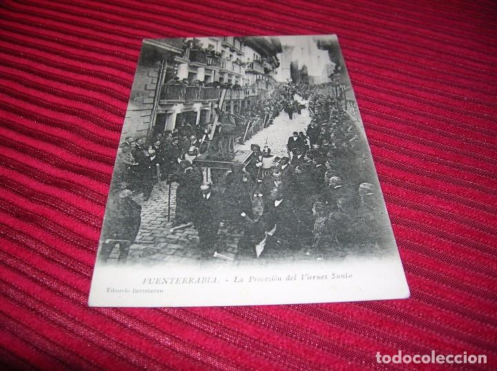 Postales: Muy original postal de Procesi&oacute;n en Fuenterrabia. - Foto 1