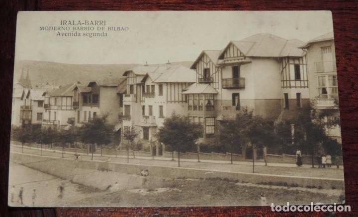Cartes Postales: POSTAL DE IRALA BARRI, MODERNO BARRIO DE BILBAO, AVENIDA SEGUNDA, CIRCULADA.