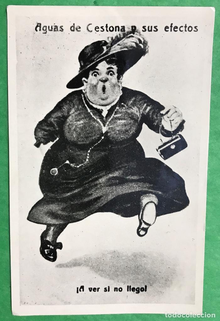 Postais: Aguas de Cestona y sus efectos - Antigua postal publicitaria humor&iacute;stica - Interesante texto