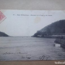 Postales: SAN SEBASTIÁN - ENTRADA A LA BAYA Y DEL PUERTO - J. LATIEULE EDITOR - CIRCULADA EN 1905. Lote 90796000