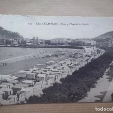 Postales: SAN SEBASTIÁN - PASEO Y PLAYA DE LA CONCHA - CIRCULADA EN 1913. Lote 91353400