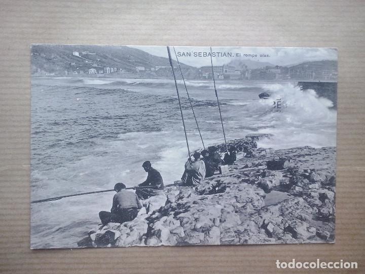 Postales: San Sebasti&aacute;n - El rompe olas - Circulada en 1907 - Foto 1