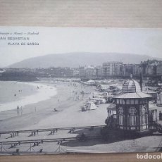 Postales: SAN SEBASTIÁN - PLAYA DE BAÑOS - HAUSER Y MENET 76 - CIRCULADA EN 1907. Lote 91353955