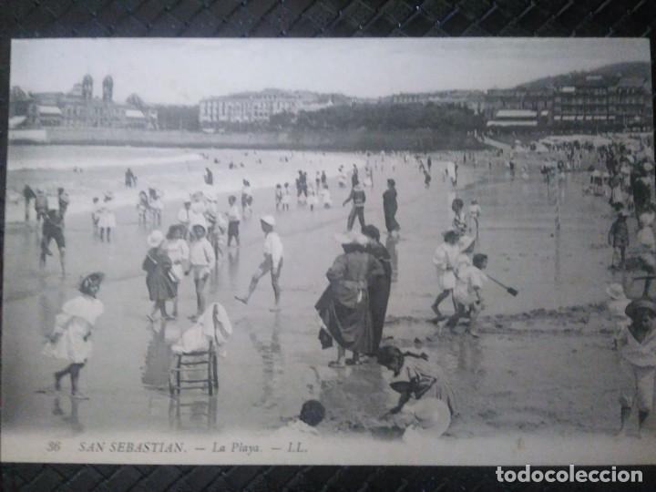 Postales: SAN SEBASTI&Aacute;N.  LA PLAYA.  CIRCULADA EN 1910 - Foto 1