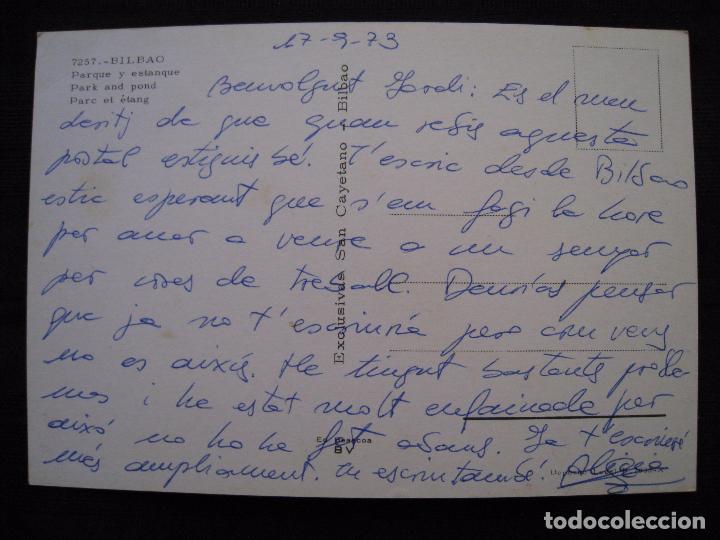 Postales: POSTAL BILBAO - PARQUE Y ESTANQUE. - Foto 3