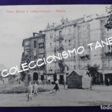 Postales: POSTAL DE VITORIA (ALAVA). PLAZA BILBAO E INDEPENDENCIA. LIBRERIA ESPAÑOLA. AÑO 1910-1915