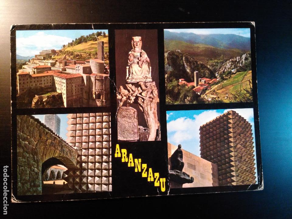 Postkarten: POSTAL GUIPUZCOA, ARANZAZU. # 35. IMAGEN DE LA VIRGEN, PAISAJE Y EXTERIOR BAS&Iacute;LICA.