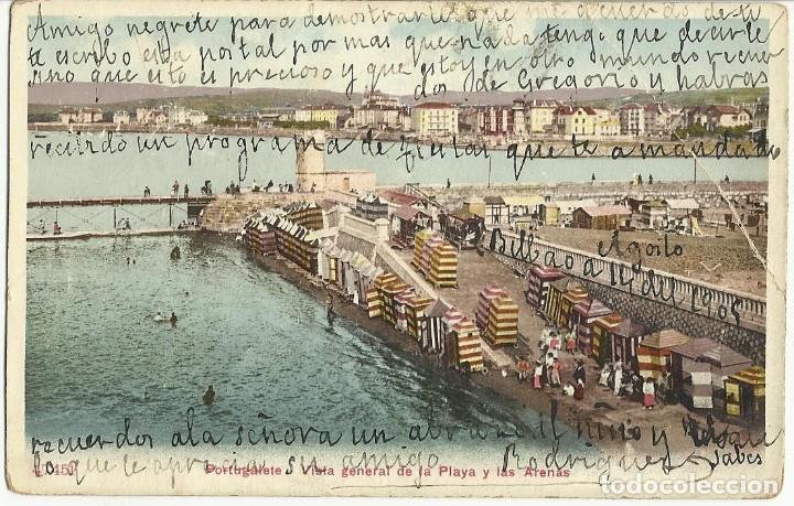 Postkarten: POSTAL PORTUGALETE. VIZCAYA. VISTA GENERAL DE LA PLAYA Y LAS ARENAS.1905
