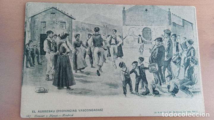 Postales: EL AURRESKU, PAIS VASCO. HAUSER Y MENET N&ordm; 567, SERIE BLANCO Y NEGRO