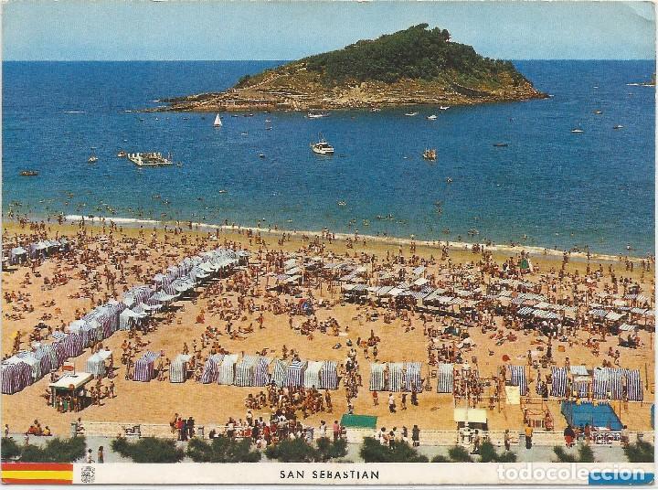 Postkarten: SAN SEBASTIAN .- ISLA DE SANTA CLARA Y PLAYA DE ONDARRETA .- FOTO MANIPEL