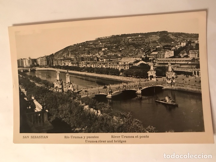 Postkarten: SAN SEBASTIAN, Postal &rdquo;R&iacute;o Urumea y puentes&rdquo; (h.1960?)