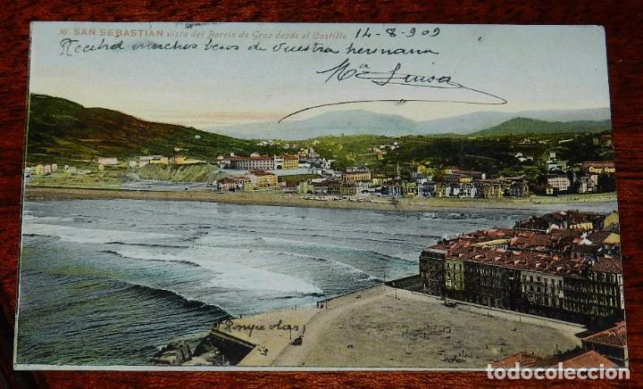 Postkarten: POSTAL DE SAN SEBASTIAN, VISTA DEL BARRIO DE GROS DESDE EL CASTILLO, N.36, CIRCULADA.