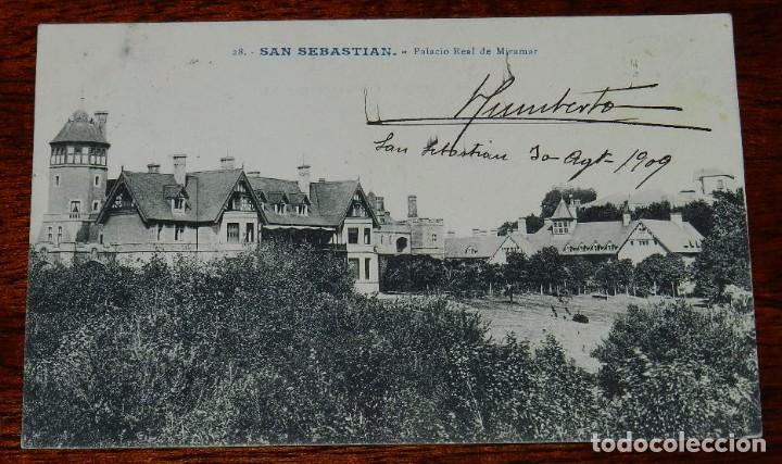 Postkarten: POSTAL N.28, SAN SEBASTIAN, PALACIO REAL DE MIRAMAR. ED.G. GALARZA, CIRCULADA.