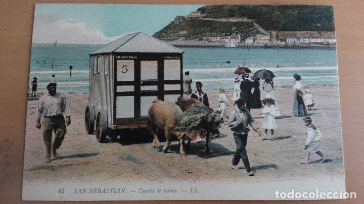 Postkarten: PRECIOSA POSTAL SAN SEBASTIAN N&ordm; 42 CASETA DE BA&Ntilde;OS EDIC L.L. GUIPUZCOA PAIS VASCO BUEYES LA CONCHA