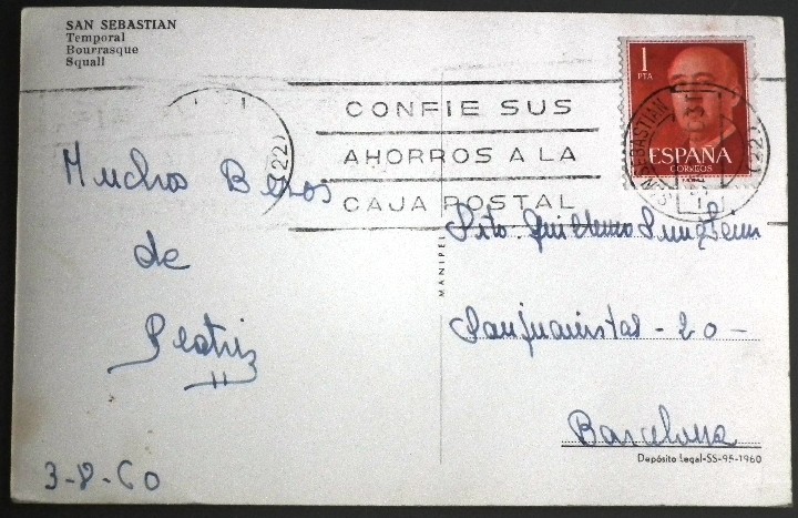 Postales: POSTAL DE SAN SEBASTI&Aacute;N - TEMPORAL. ED. MANIPEL - Foto 2