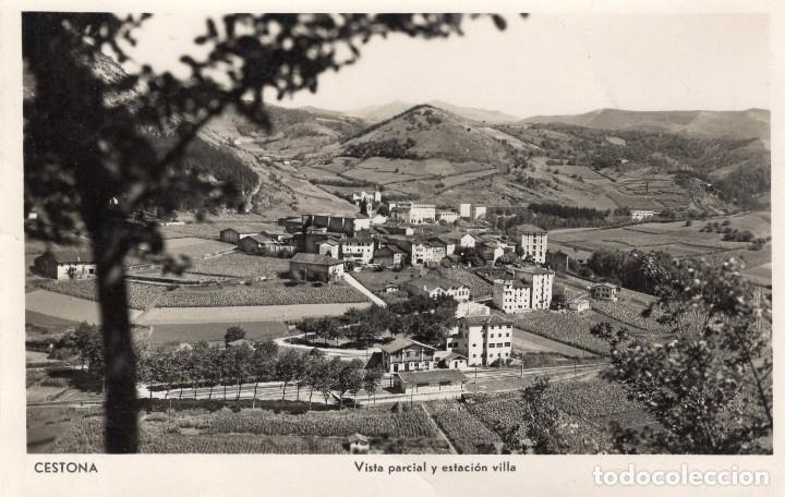 Postales: CESTONA VISTA PARCIAL Y ESTACION VILLA A&Ntilde;O 1959