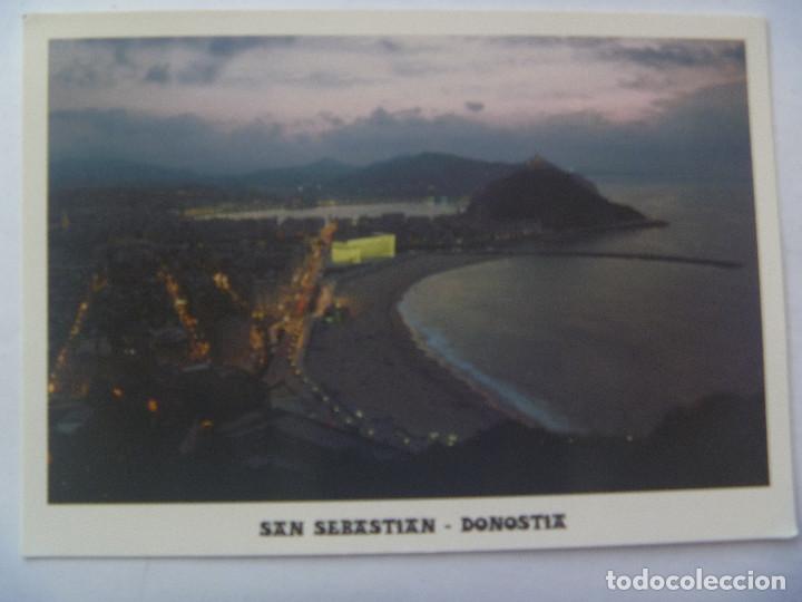 Postcards: POSTAL DE SAN SEBASTIAN : VISTA NOCTURNA DESDE ULIA. KURSAAL. PLAYA DE ZURRIOLA