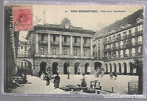 Postcards: TARJETA POSTAL DE SAN SEBASTIAN, GUIPUZCOA - PLAZA DE LA CONSTITUCION. 92. EDICION G.G.GALARZA